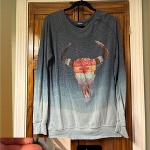 Women's Blue Graphic Blouse